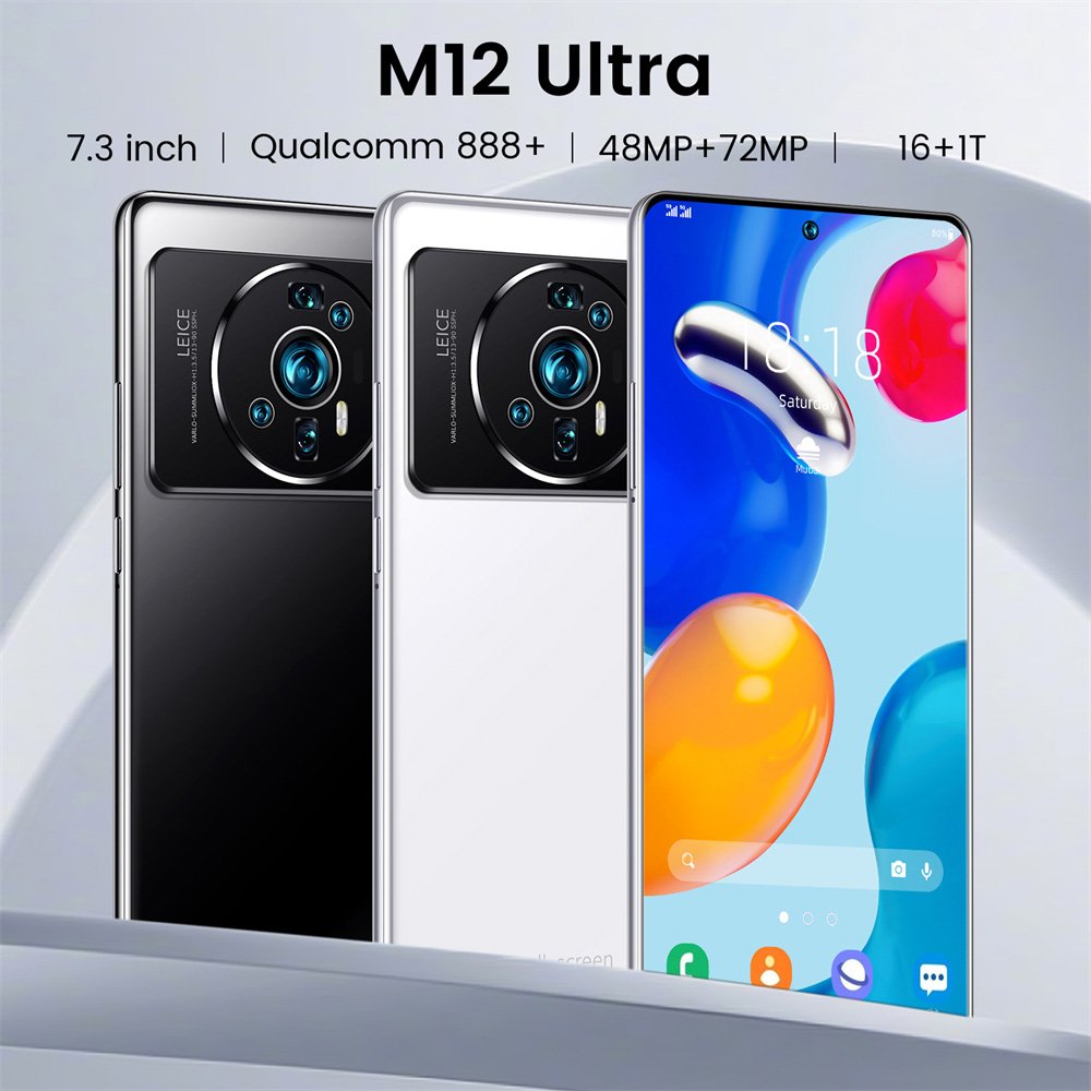 Foreign trade cross-border mobile phone M12 16+1TB large memory 7.3 inch large screen Android online gaming video smartphone